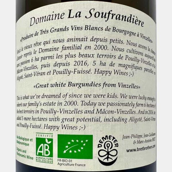 Pouilly-Vinzelles Climat Les Longeays AOC 2020 Bio - La Soufrandière Pouilly-Vinzelles Climat Les Longeays AOC 2020 Bio - La Soufrandière