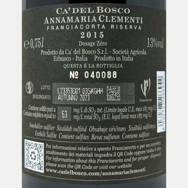 Franciacorta Riserva Annamaria Clementi Dosage Zero DOCG 2015 Gift Box - Ca del Bosco Franciacorta Riserva Annamaria Clementi Dosage Zero DOCG 2015 Gift Box - Ca del Bosco