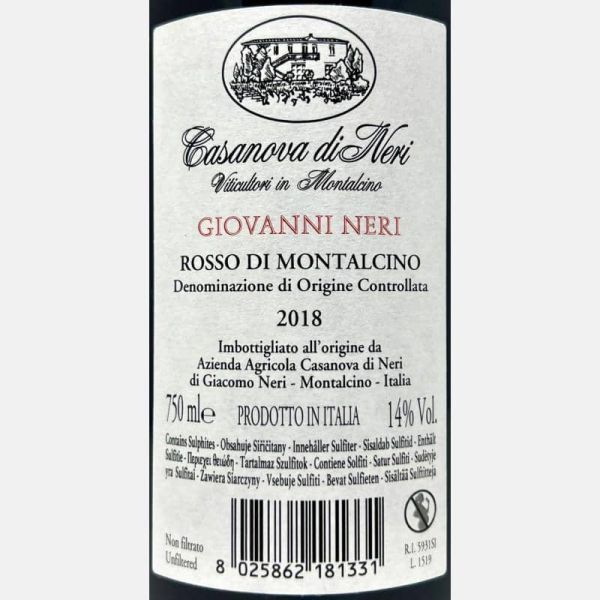 Rosso di Montalcino Giovanni Neri DOC 2018 - Casanova di Neri Rosso di Montalcino Giovanni Neri DOC 2018 - Casanova di Neri