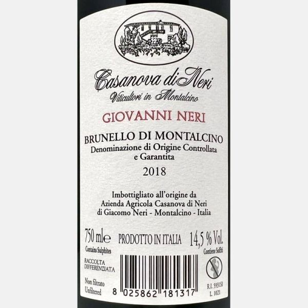 Brunello di Montalcino Giovanni Neri DOCG 2018 - Casanova di Neri Brunello di Montalcino Giovanni Neri DOCG 2018 - Casanova di Neri