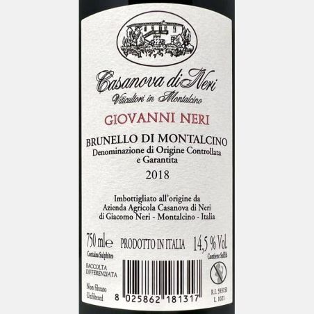 Brunello di Montalcino Giovanni Neri DOCG 2018 - Casanova di Neri
