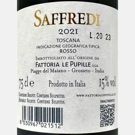 Saffredi Rosso Toscana IGT 2021 - Fattoria Le Pupille
