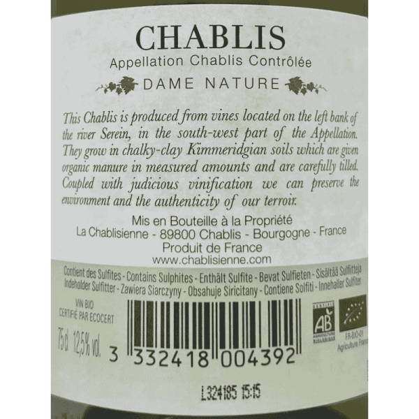 Chablis Dame Nature AOC 2022 Bio - La...