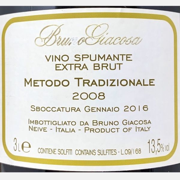 Spumante Metodo Tradizionale Extra Brut 2008 Doppelmagnum 3,0L – Bruno Giacosa Spumante Metodo Tradizionale Extra Brut 2008 Doppelmagnum 3,0L – Bruno Giacosa