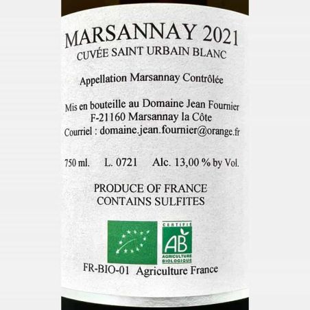Marsannay Blanc Saint Urbain AOC 2021 Bio - Domaine Jean Fournier