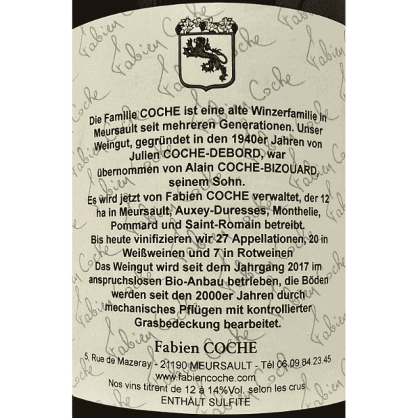 Meursault Blanc AOC 2022 - Fabien Coche