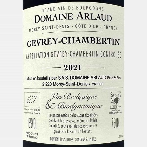 Gevrey-Chambertin AOC 2021 Bio - Domaine Arlaud Gevrey-Chambertin AOC 2021 Bio - Domaine Arlaud