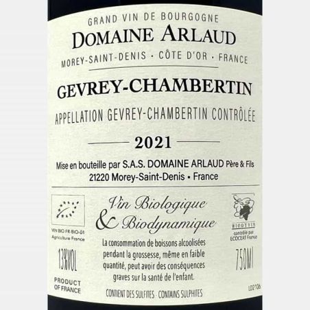 Gevrey-Chambertin AOC 2021 Bio - Domaine Arlaud