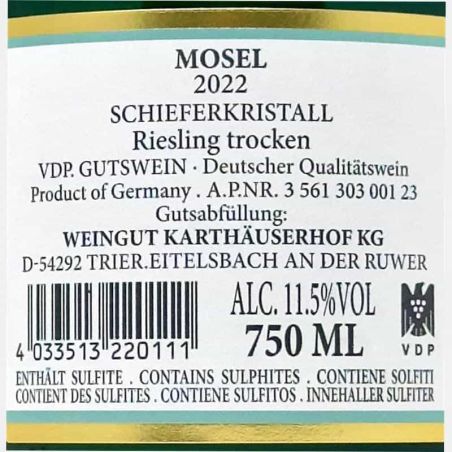 Riesling Mosel Schieferkristall trocken VDP 2022 - Karthauserhof