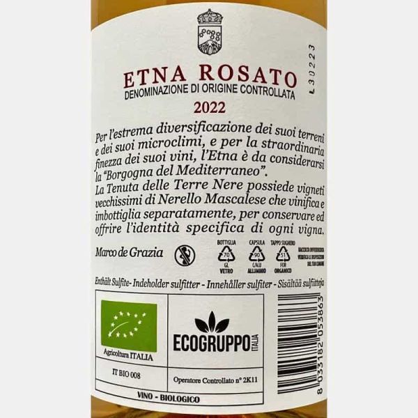 Etna Rosato Sicilia DOC 2022 Bio - Tenuta delle Terre Nere Etna Rosato Sicilia DOC 2022 Bio - Tenuta delle Terre Nere