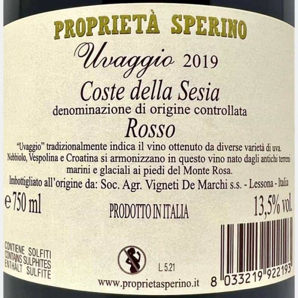 Uvaggio Rosso Coste della Sesia DOC 2019 - Proprieta Sperino Uvaggio Rosso Coste della Sesia DOC 2019 - Proprieta Sperino