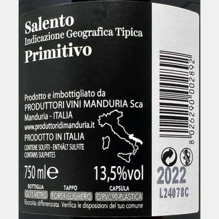 Primitivo Salento IGT 2022 - Produttori di Manduria