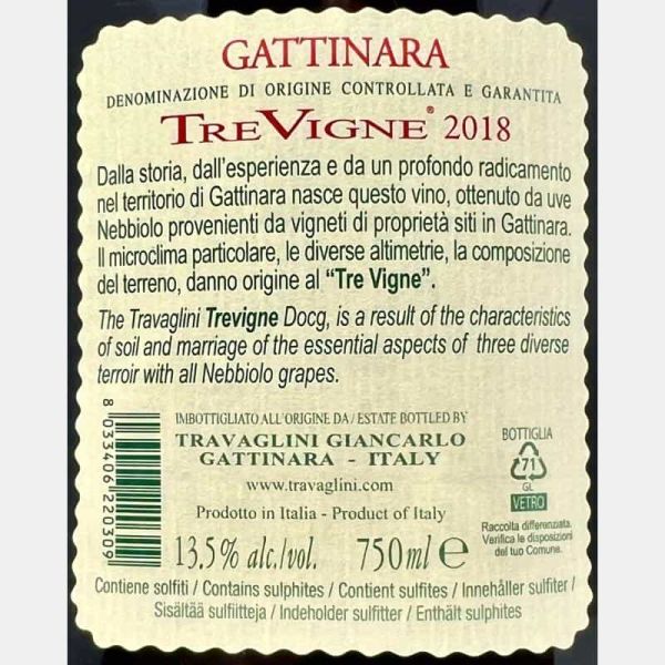 Gattinara Tre Vigne DOCG 2018 - Travaglini Gattinara Tre Vigne DOCG 2018 - Travaglini