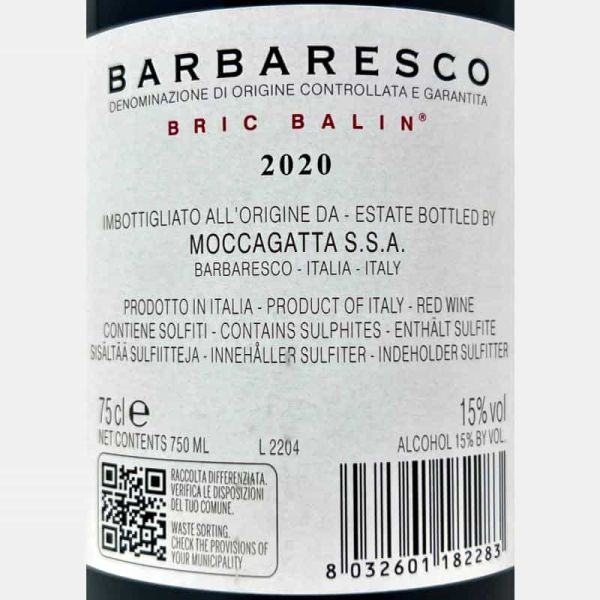 Barbaresco Bric Balin DOCG 2020 - Moccagatta Barbaresco Bric Balin DOCG 2020 - Moccagatta