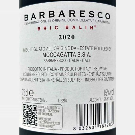 Barbaresco Bric Balin DOCG 2020 - Moccagatta