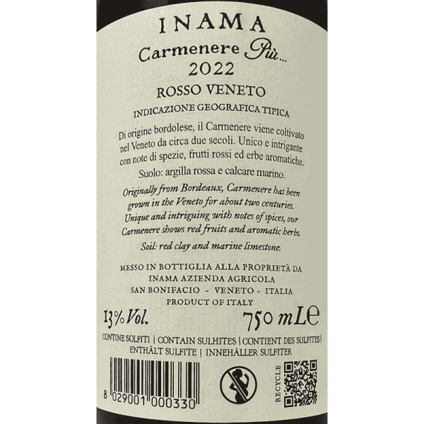 Carmenere Più Rosso Veneto IGT 2022 -...