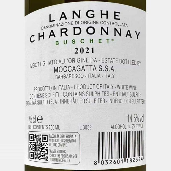 Chardonnay Buschet Langhe DOC 2021 - Moccagatta Chardonnay Buschet Langhe DOC 2021 - Moccagatta