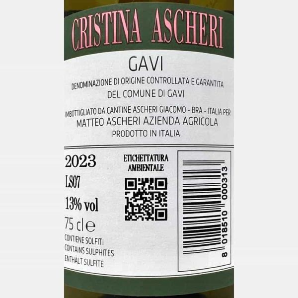 Gavi del Comune di Gavi Cristina Ascheri DOCG 2023 - Matteo Ascheri Gavi del Comune di Gavi Cristina Ascheri DOCG 2023 - Matteo Ascheri