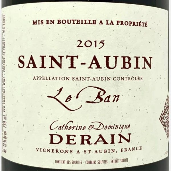 Saint-Aubin Rouge Le Ban AOC 2015 - Domaine Derain