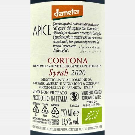 Syrah Apice Cortona DOC 2020 Bio - Stefano Amerighi