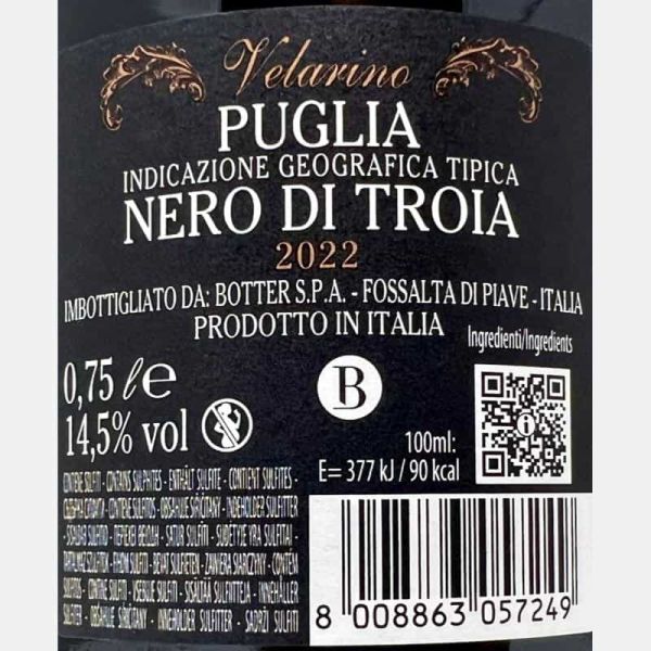 Nero di Troia Puglia IGT 2022 - Velarino, Botter Nero di Troia Puglia IGT 2022 - Velarino, Botter