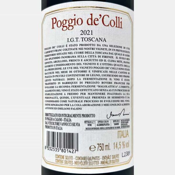 Poggio de´ Colli Cabernet Franc Toscana IGT 2021 - Piaggia Poggio de´ Colli Cabernet Franc Toscana IGT 2021 - Piaggia