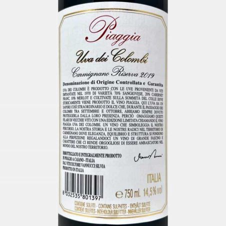 Uva dei Colombi Carmignano Riserva DOCG 2019 - Piaggia