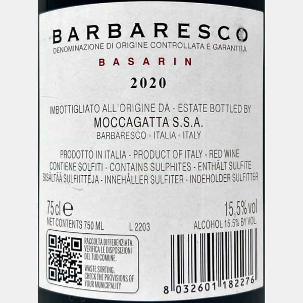 Barbaresco Basarin DOCG 2020 - Moccagatta Barbaresco Basarin DOCG 2020 - Moccagatta