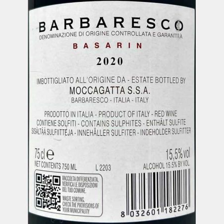 Barbaresco Basarin DOCG 2020 - Moccagatta