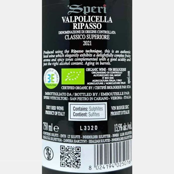 Valpolicella Ripasso Classico Superiore DOCG 2021 Bio - Speri Valpolicella Ripasso Classico Superiore DOCG 2021 Bio - Speri
