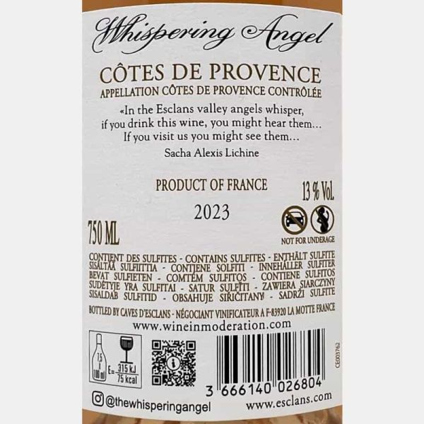 Rosé Whispering Angel Cotes de Provence AOC 2023 - Chateau d'Esclans Rosé Whispering Angel Cotes de Provence AOC 2023 - Chateau d'Esclans