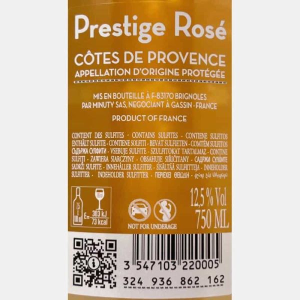 Rosé Minuty Prestige Cotes de Provence AOP 2023 - Chateau Minuty Rosé Minuty Prestige Cotes de Provence AOP 2023 - Chateau Minuty