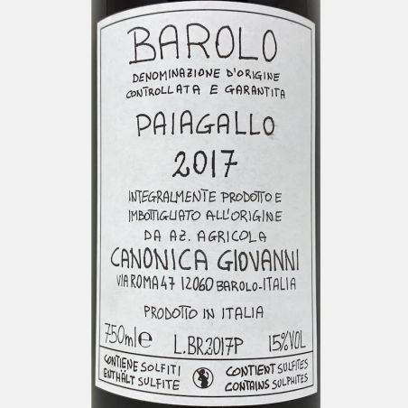 Barolo Paiagallo DOCG 2017 - Giovanni Canonica