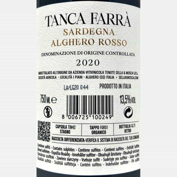 Tanca Farra Sardegna Alghero Rosso DOC 2020 - Sella & Mosca Tanca Farra Sardegna Alghero Rosso DOC 2020 - Sella & Mosca