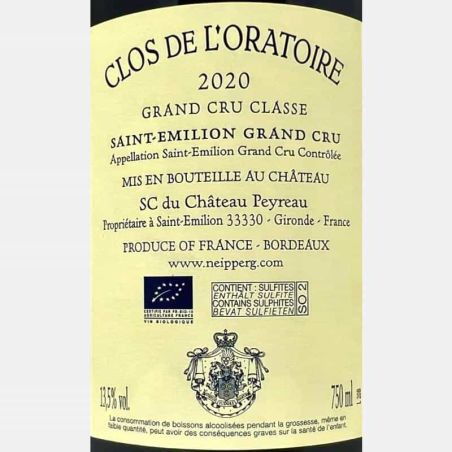 Saint-Emilion Grand Cru Classe AOC 2020 Bio - Clos de l'Oratoire