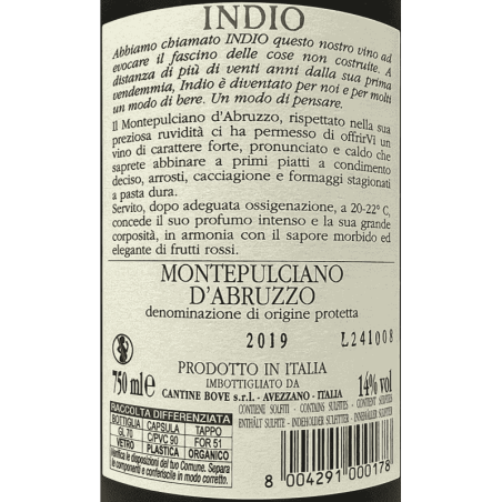 Montepulciano d'Abruzzo Indio DOC 2019 - Cantine Bove