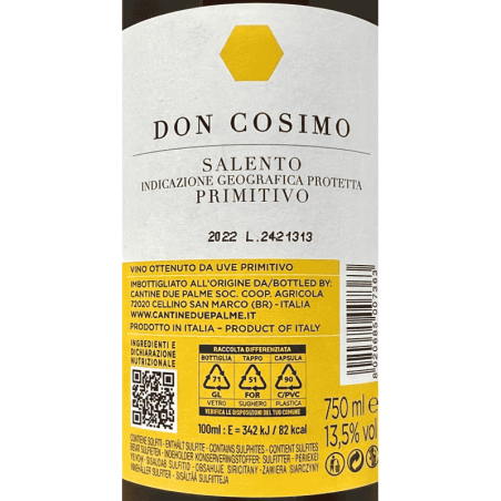 Primitivo Don Cosimo Salento IGP 2022 - Cantine Due Palme