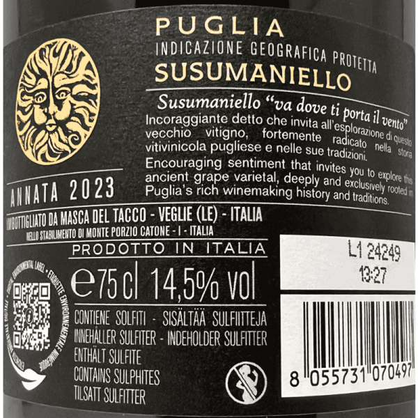 Susumaniello Puglia IGP 2023 - Masca del Tacco Susumaniello Puglia IGP 2023 - Masca del Tacco