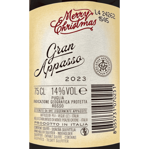 Gran Appasso Merry Christmas Rosso Puglia IGP 2023 - Femar Vini Gran Appasso Merry Christmas Rosso Puglia IGP 2023 - Femar Vini