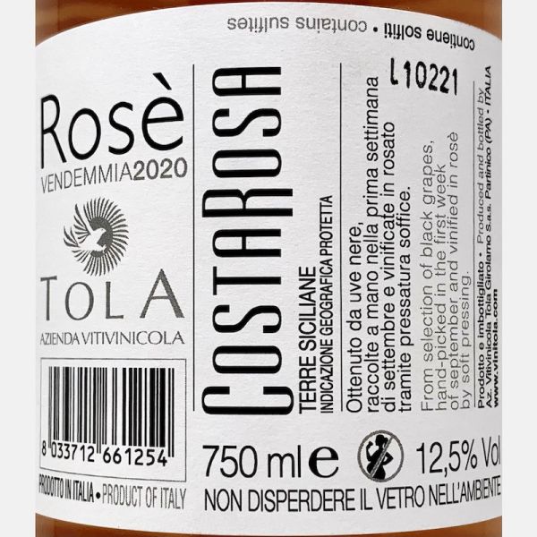 Rosè Costarosa Terre Siciliane IGP 2020 - Tola Rosè Costarosa Terre Siciliane IGP 2020 - Tola