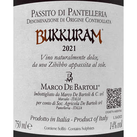 Passito di Pantelleria Bukkuram Sole d'Agosto DOC 2021 - Marco de Bartoli