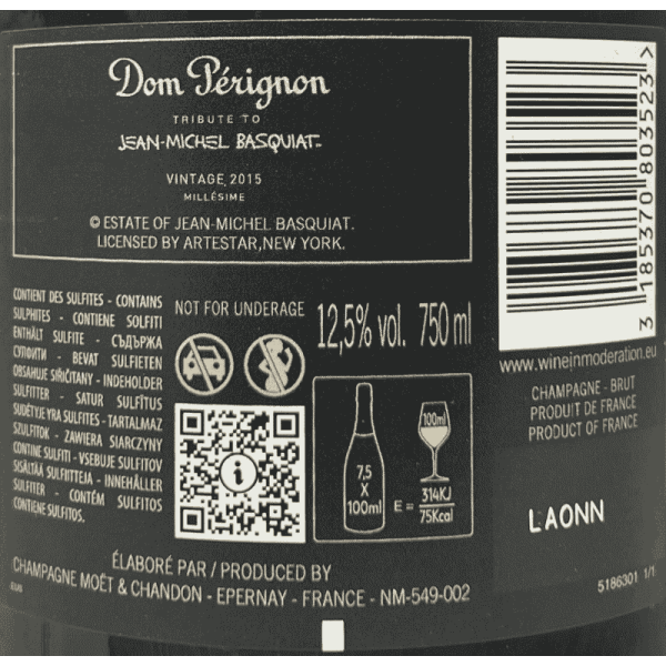 Champagne Dom Perignon Jean-Michel Basquiat Brut Vintage AOC 2015 Gift Box - Dom Perignon Champagne Dom Perignon Jean-Michel Basquiat Brut Vintage AOC 2015 Gift Box - Dom Perignon
