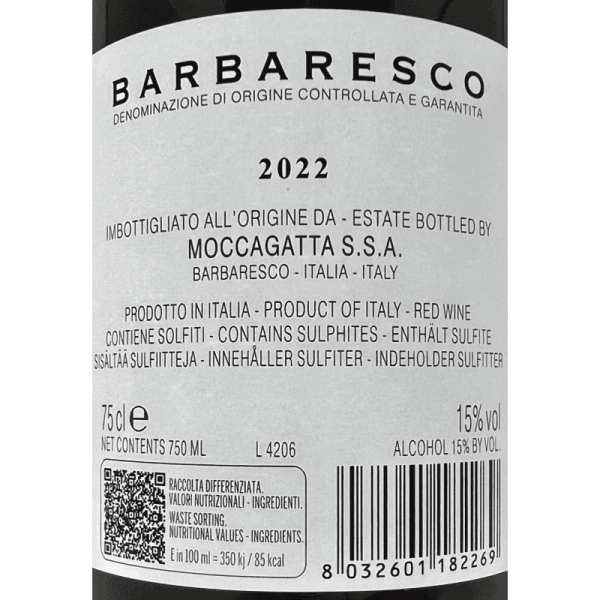 Barbaresco DOCG 2022 - Moccagatta