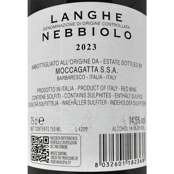 Nebbiolo Langhe DOC 2023 - Moccagatta