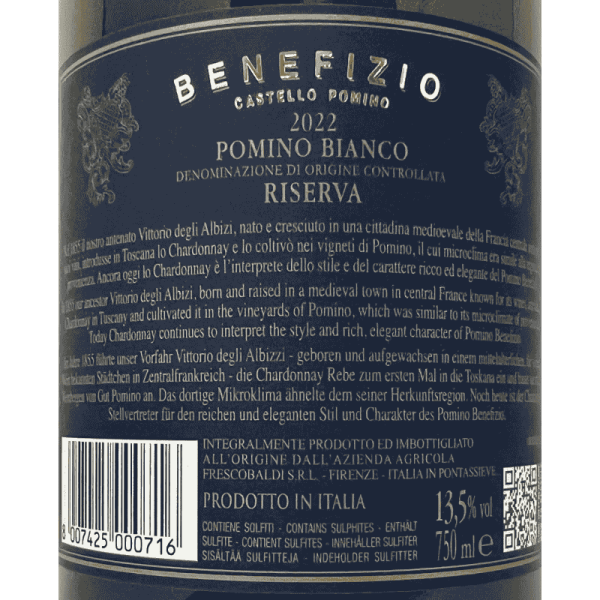 Pomino Bianco Riserva Benefizio DOC 2022 - Castello di Pomino, Frescobaldi Pomino Bianco Riserva Benefizio DOC 2022 - Castello di Pomino, Frescobaldi