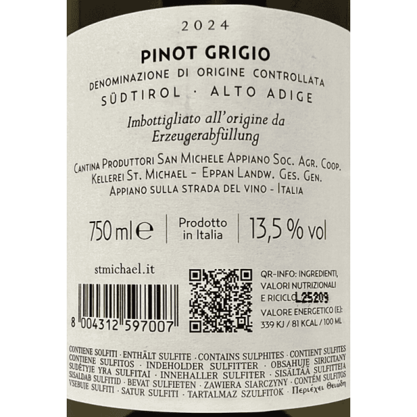 Pinot Grigio Alto Adige DOC 2024 -...