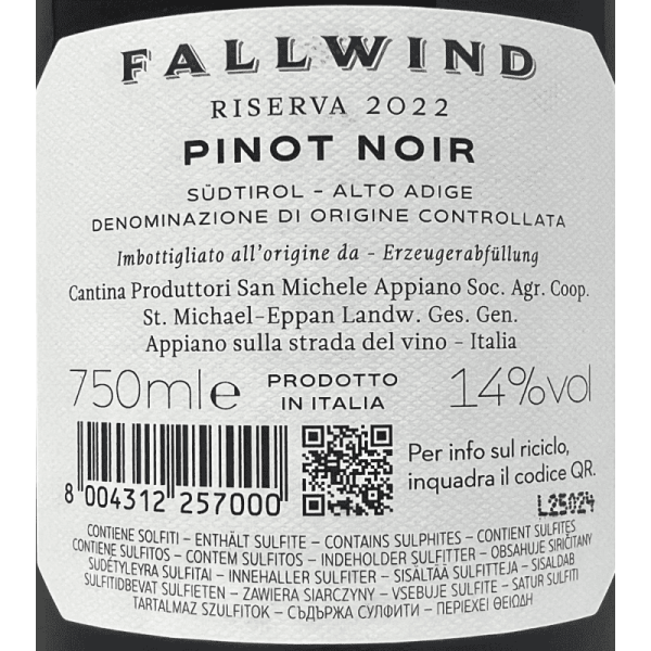Pinot Noir Riserva Fallwind Alto...