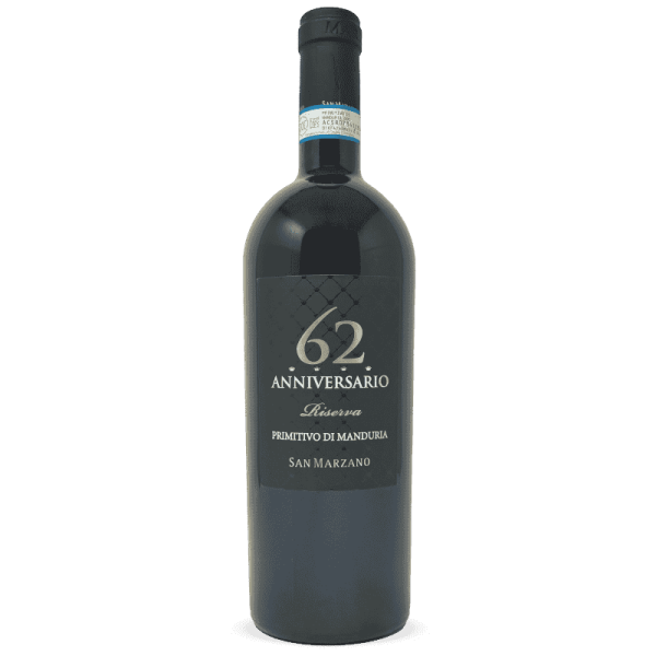 Primitivo di Manduria Riserva Anniversario 62 DOP 2019 - Cantine San Marzano Primitivo di Manduria Riserva Anniversario 62 DOP 2019 - Cantine San Marzano