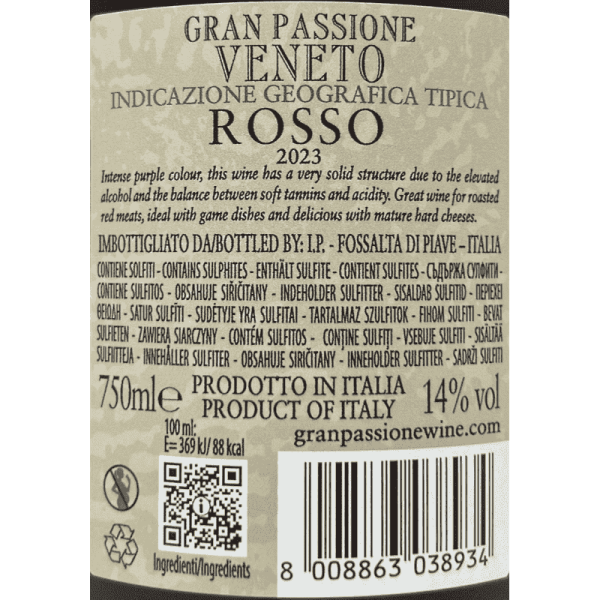Gran Passione Rosso Veneto IGT 2023 - Botter Gran Passione Rosso Veneto IGT 2023 - Botter
