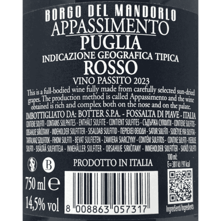 Appassimento Rosso Puglia IGT 2023 - Borgo del Mandorlo, Botter
